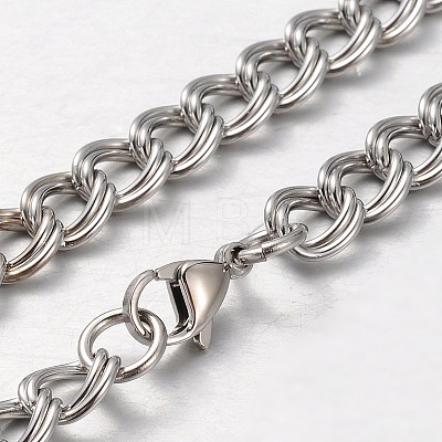 Tarnish Resistant 304 Stainless Steel Double Link Chain Necklace STAS-L127-02P-1