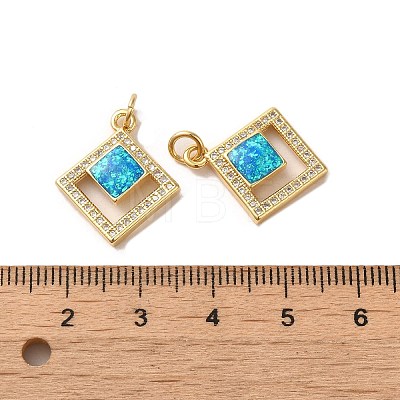 Brass Micro Pave Cubic Zirconia with Synthetic Opal Pendants KK-D096-17G-1