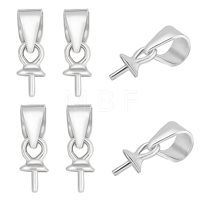 6Pcs Anti-Tarnish Rhodium Plated 925 Sterling Silver Snap on Bails STER-HY0001-07P-1