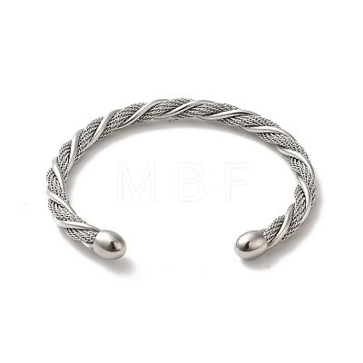 304 Stainless Steel Twist Rope Cuff Bangles BJEW-P310-06P-1