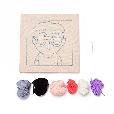 Boy with Glasses Punch Embroidery Supplies Kit DIY-H155-01-1