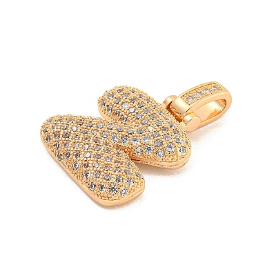 Brass Micro Pave Clear Cubic Zirconia Pendants KK-B099-01G-Z-1