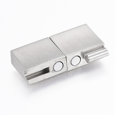 304 Stainless Steel Magnetic Clasps with Glue-in Ends STAS-F130-75P-1