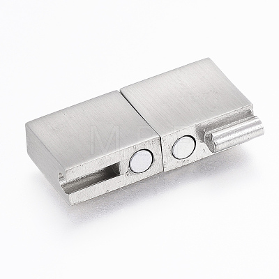 Tarnish Resistant 304 Stainless Steel Magnetic Clasps with Glue-in Ends STAS-F130-75P-1