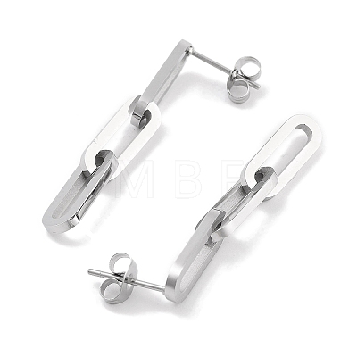 304 Stainless Steel Oval Dangle Stud Earrings for Women EJEW-C096-15P-1