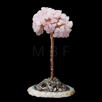 Natural Rose Quartz Chips Tree Decorations PW-WG72318-04-1