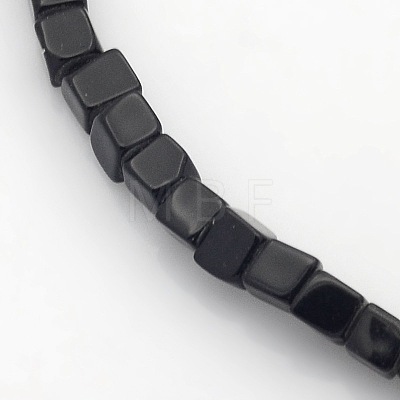 Cube Natural Black Stone Beads Strands G-P057-01-1