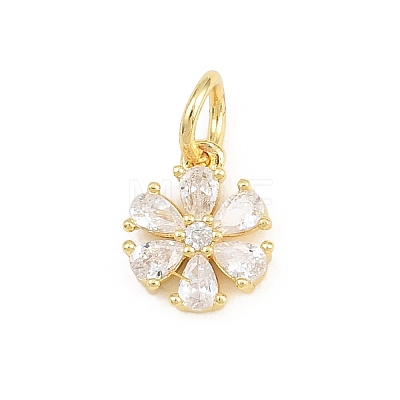 Brass Micro Pave Clear Cubic Zirconia Charms KK-E798-02E-G-1