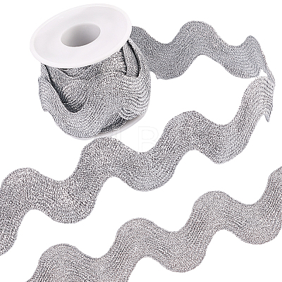 5 Yards Polyester Metallic Wavy Fringe Trim Ribbon OCOR-GF0004-56-1