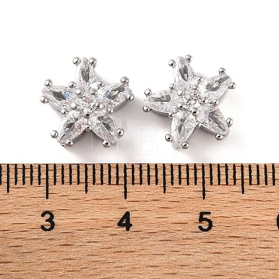 Brass Micro Pave Clear Cubic Zirconia Beads KK-S389-22P-1