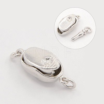 Anti-Tarnish Jewelry Necklace Clasps Rhodium Plated 925 Sterling Silver Box Clasps STER-M019-07S-1