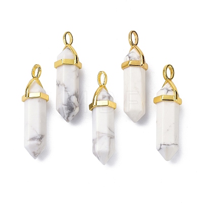 Natural Howlite Pointed Pendants G-G025-01G-43-1