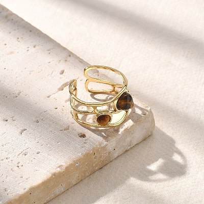 Natural Tiger Eye Finger Rings STAS-Z112-05G-03-1