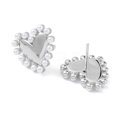 Heart Rack Plating Brass Stud Earrings for Women EJEW-K245-13P-1