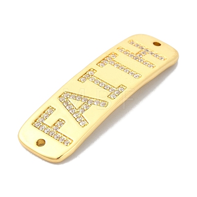 Rack Plating Brass Micro Pave Clear Cubic Zirconia Curved Rectangle Connector Charms KK-M282-21G-1