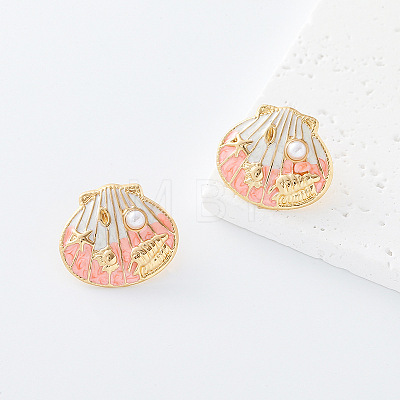 304 Stainless Steel Enamel Stud Earrings for Women VU1014-5-1
