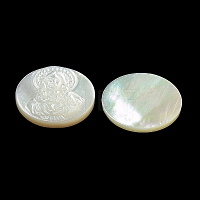 Carved Natural White Shell Cabochons SSHEL-N038-06B-10-1