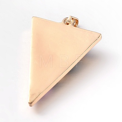 Dyed Triangle Golden Tone Brass Natural Crystal Pendants G-M245-01-1