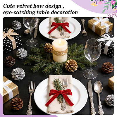 Velvet Bowknot Napkin Rings AJEW-WH0077-173-1