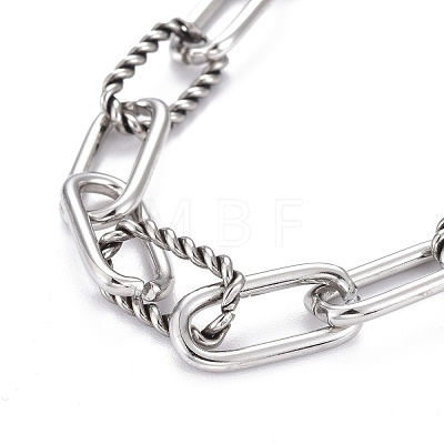 304 Stainless Steel Paperclip Chain Bracelets BJEW-F412-02P-1