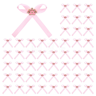 50Pcs Crown with Bowknot Alloy Polyester Single Face Satin Ribbon Garment Accessories JEWB-PH01301-1