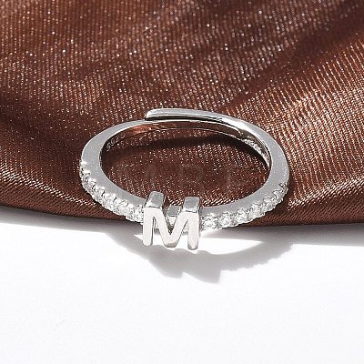 S925 Sterling Silver Adjustable Letter Rings for Women RJEW-M068-01P-M-1