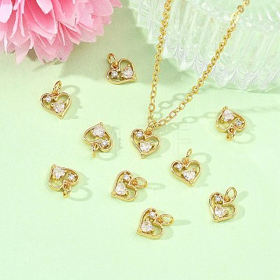 SHEGRACE Valentine's Day Brass Clear Cubic Zirconia Charms XGRQ3P465-595G-1