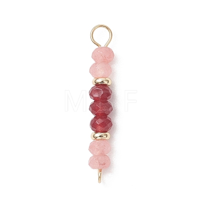 Dyed Natural Malaysia Jade Faceted Rondelle Beaded Connector Links PALLOY-JF05060-1