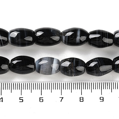 Natural Black Striped Agate/Banded Agate Beads Strand G-NH0019-C03-06-1