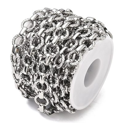 304 Stainless Steel Textured Ring Link Chains CHS-K023-11B-P-1