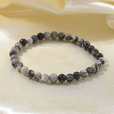 Natural Netstone Bead Stretch Bracelets X-BJEW-K212-A-021-1