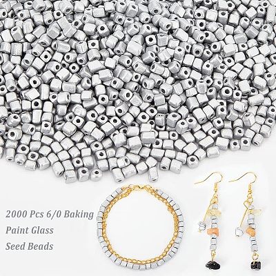  2000Pcs 6/0 Baking Paint Glass Seed Beads SEED-NB0001-80-1