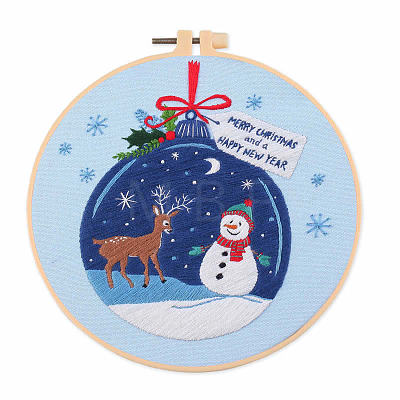 DIY Christmas Theme Embroidery Kits XMAS-PW0001-175I-1