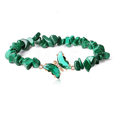 Fashionable Natural Malachite Chips Beaded Bracelets LS-TI6720-10-1