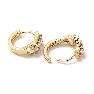 Brass with Clear Cubic Zirconia Hoop Earrings EJEW-B035-41KCG-1
