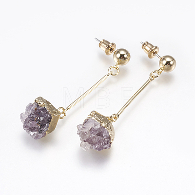Druzy Crystal Dangle Earrings EJEW-L196-01-1
