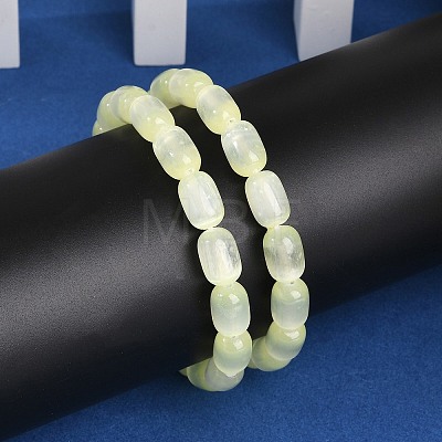 Dyed Natural Selenite Column Beaded Stretch Bracelets for Women BJEW-I312-05C-1