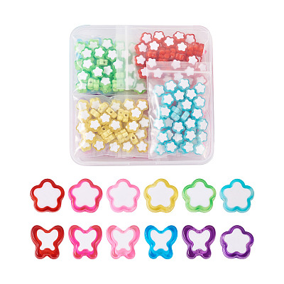 Beadthoven 480Pcs 12 Style Transparent Acrylic Beads TACR-BT0001-04-1