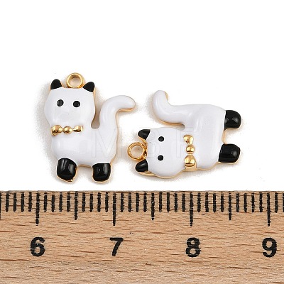 304 Stainless Steel Enamel White Pet Charms STAS-P410-35A-G-1