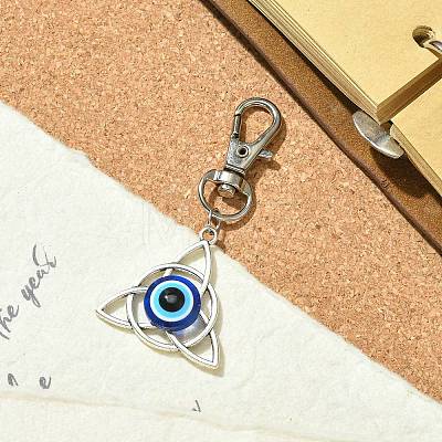 Trinity Knot with Evil Eye Resin & Alloy Pendant Decorations HJEW-JM01570-1