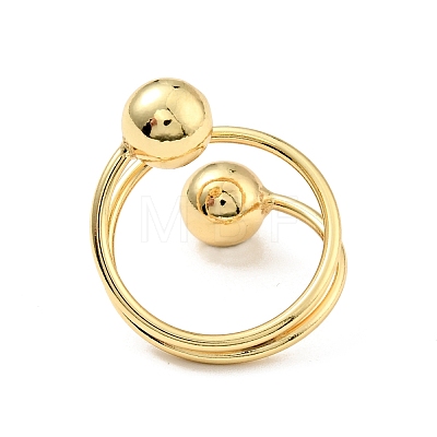 Brass Ball Triple Layer Wrap Ring for Women RJEW-E046-22G-1