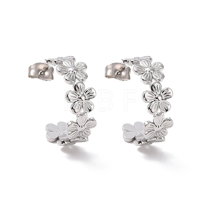 Non-Tarnish 304 Stainless Steel Flower Wrap Stud Earrings EJEW-G326-03P-1