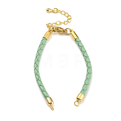 Leather Braided Cord Link Bracelets MAK-K022-01G-03-1