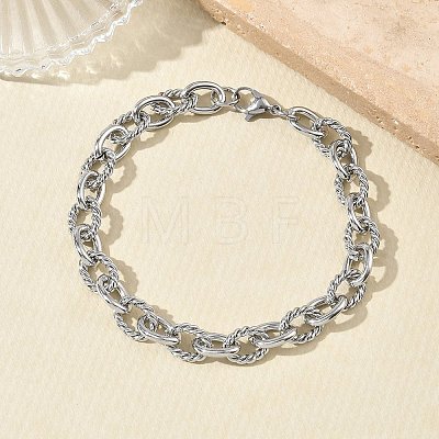 304 Stainless Steel Twisted Link Cable Chain Necklace & Bracelet Set SJEW-D091-01P-1