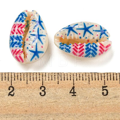 Printed Natural Shell Beads BSHE-G037-01I-1