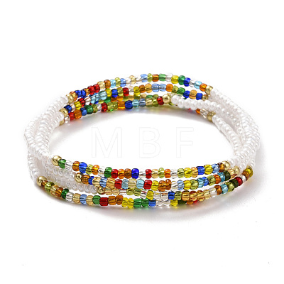 Glass Seed Beaded Elastic Waist Bead Chains NJEW-C00021-02-1