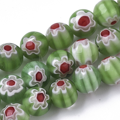 Handmade Millefiori Lampwork Beads Strands X-LAMP-R143-01D-1