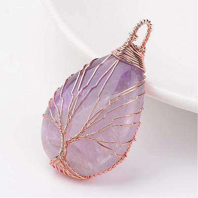 Natural Amethyst Pendants G-K122-09RG-1