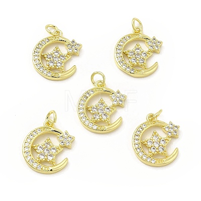 Brass Micro Pave Cubic Zirconia Pendants KK-E068-VB415-1