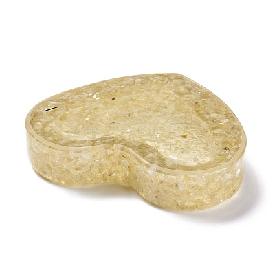 Resin with Natural Citrine Chip Stones Ashtray DJEW-F015-03G-1